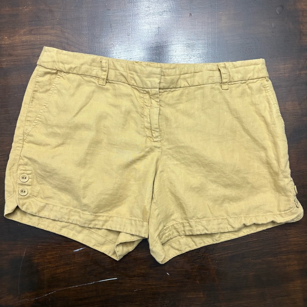 J Crew Womens Lenin blend khaki shorts